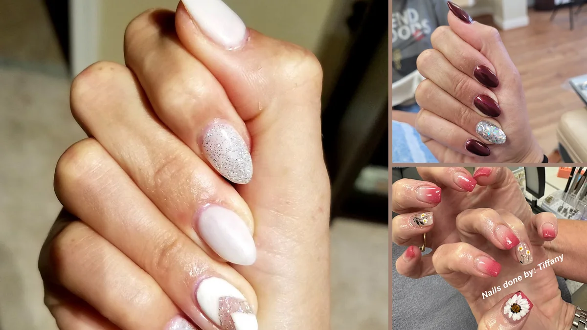 Gel nails shown in a close salon detail.